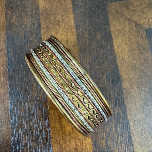 Bronze and Silver Tone Bangle - 13/16” Wide - Picture 2 of 4